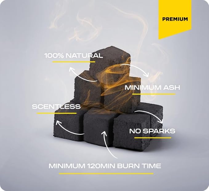 COCOBEE 1 kg Natural Coconut Charcoal for Shisha and Barbecue, 26 mm